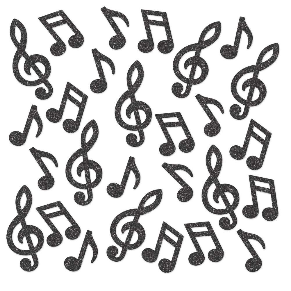 Confeti de notas musicales con purpurina negra - 1 paquete
