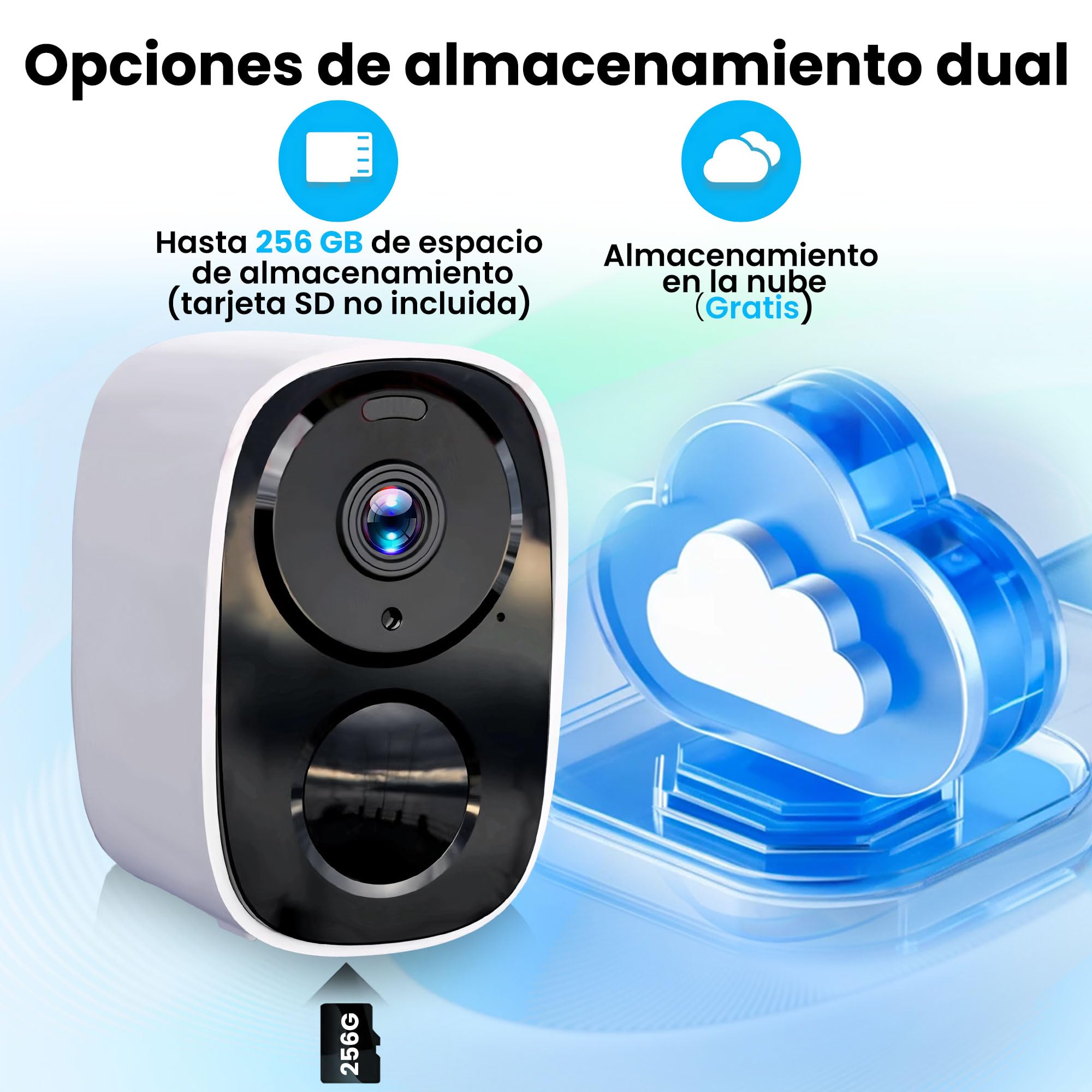 2K/3MP Camara Vigilancia WiFi Exterior/Interior, Almacenamiento en la Nube Gratuito, Wi-Fi Dual (5GHz/2.4GHz), Audio bidireccional, detección de Movimiento, visión Nocturna en Color e IP66，2PCS
