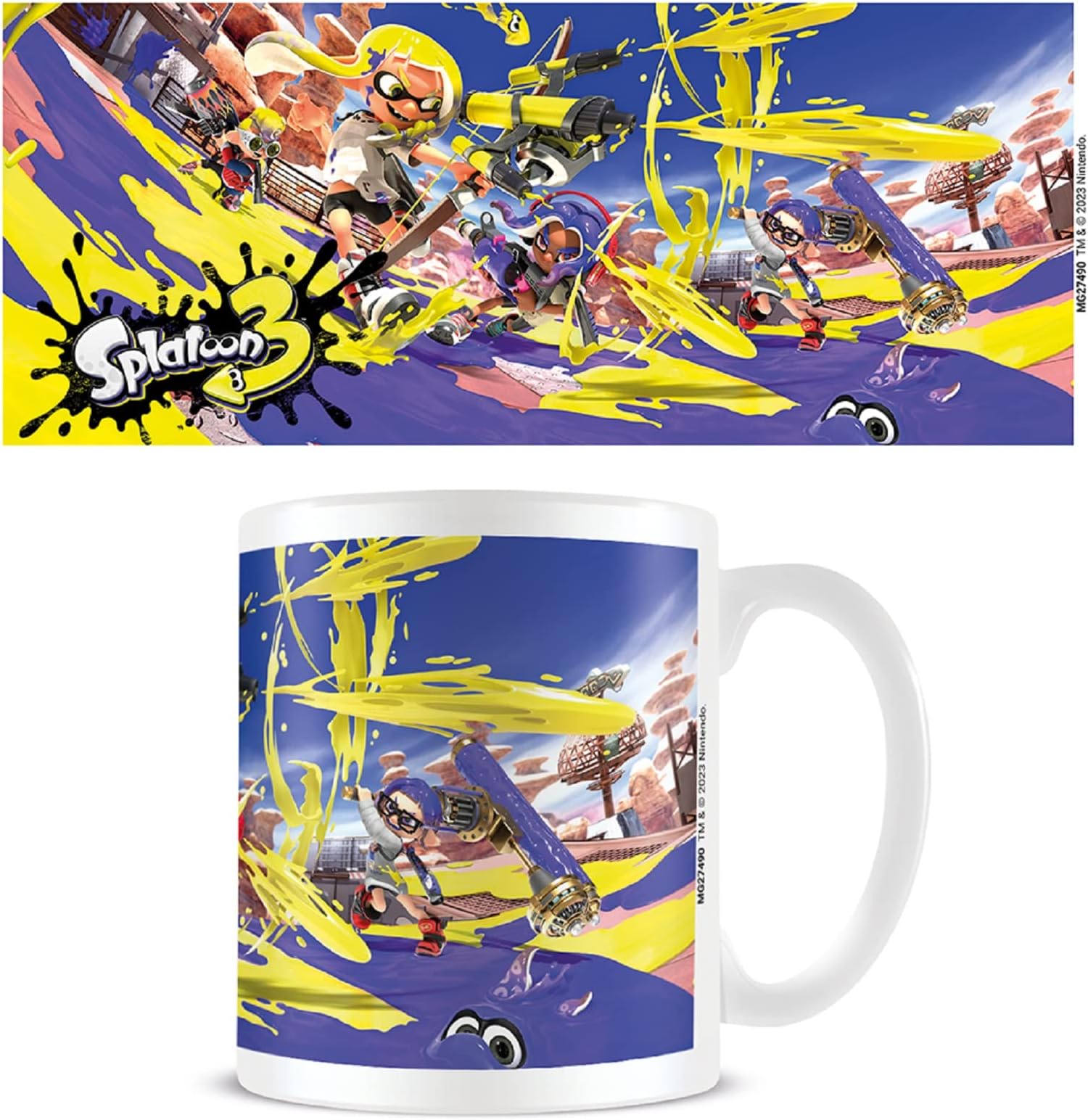 Pyramid International Splatoon Mug (Graffiti Design) 11oz Ceramic Coffee Mug, Cups and Coffee Mugs for Women and Men, Mugs for Kids - Official Merchandise, White