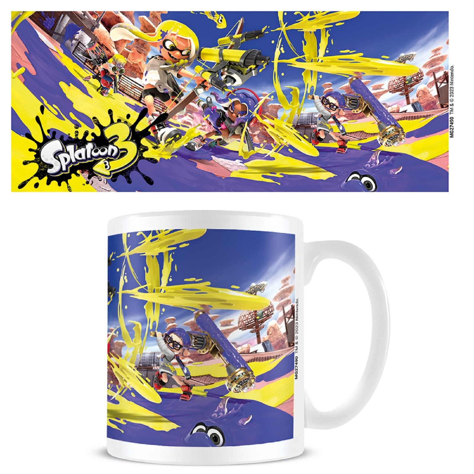 Splatoon Mug (Graffiti Design) 11oz Ceramic Coffee Mug, Cups and Coffee Mugs for Women and Men, Mugs for Kids - Official Merchandise, White