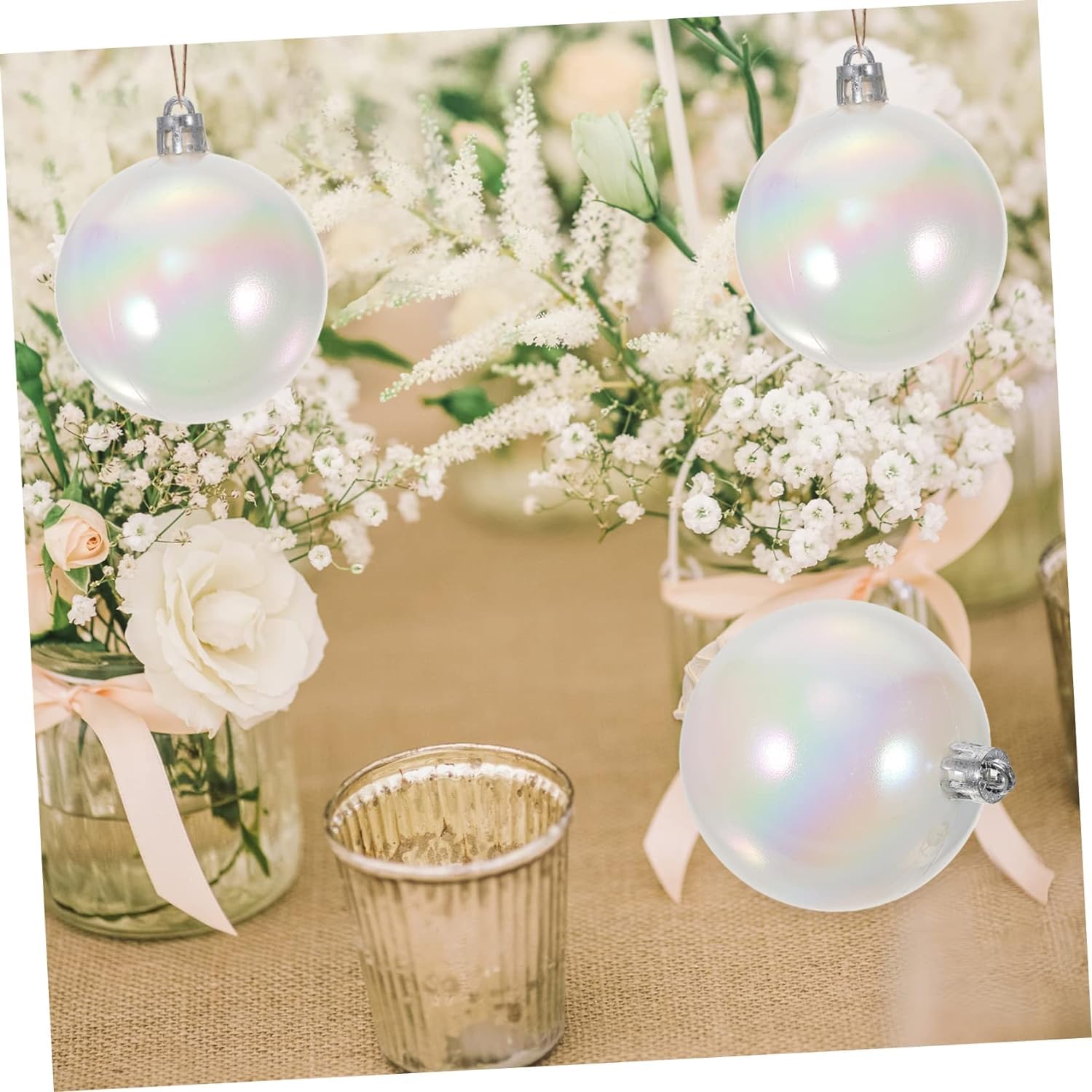 Weihnachtskugeln Christbaumkugeln 2,36'' Weihnachtskugel, Schillernde Weiße Kugel, Kunststoff-Dekoration, Party, Weihnachtsbaumschmuck Für Geburtstag, Weihnachten Weihnachtsbaumkugeln Weihnachtskugel
