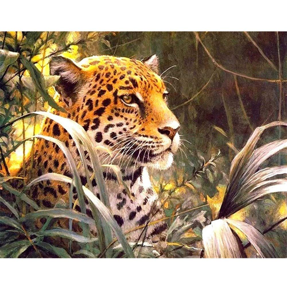 Diamond Painting Léopard 5D Kit Complet Strass Cristal Point de Croix Salon 70x90cm