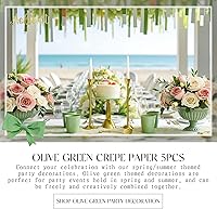 Vista 9 de AOBKIAT Decoraciones para fiesta de boda, 5 rollos de serpentinas de papel crepé color verde oliva y caqui para boda boho verde, cumpleaños