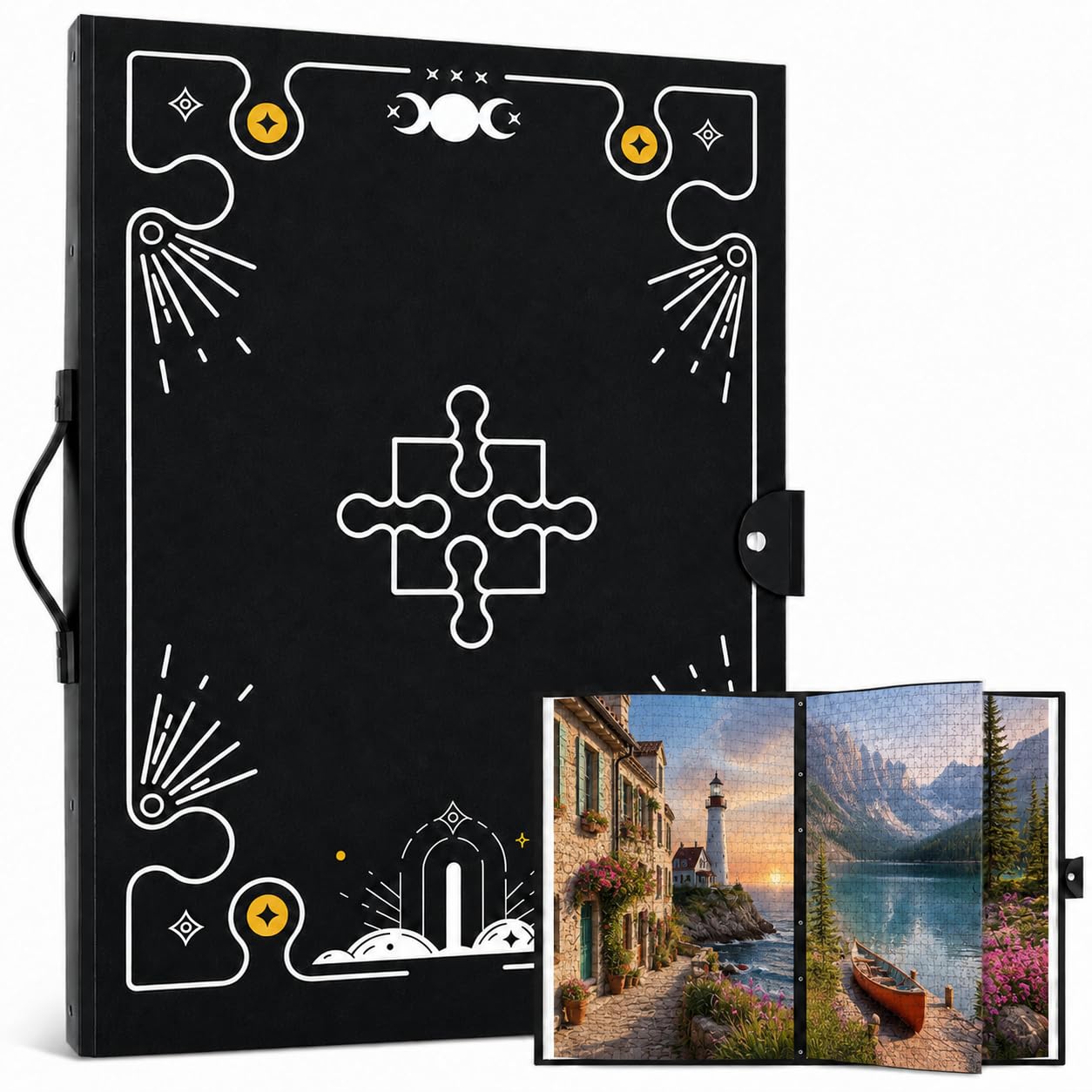 TucgoElite Puzzle Storage Folder for 1000 Jigsaws, Large Capacity Puzzle Storage, Dustproof Protective Jigsaw Accessory, 26 Pockets, 28.94 × 21.46 Inches, Black
