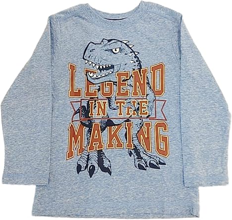 Boys Heather Blue Dinosaur Long Sleeve Tee Shirt Legend in The Making T-Shirt 4