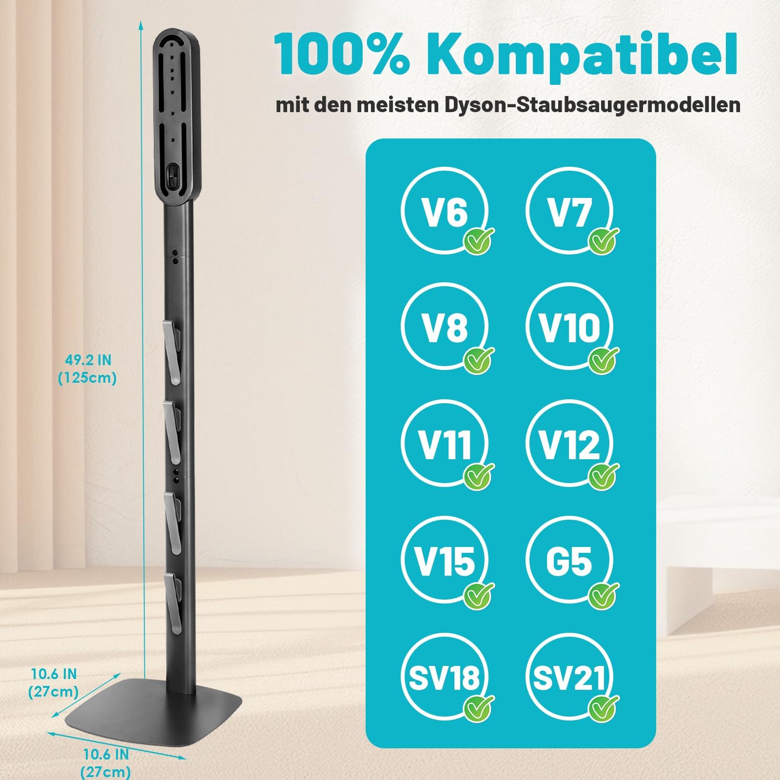 Staubsauger Halterung Ständer für Dyson Akkusauger Gen5 V16 V15 V12 V11 V10 V8 V7 V6, Kein Bohren Bodenständer Ladestation, Platzsparende Aufbewahrung, Zubehörhalter Speichern und Organisieren Küche, Haushalt & Wohnen