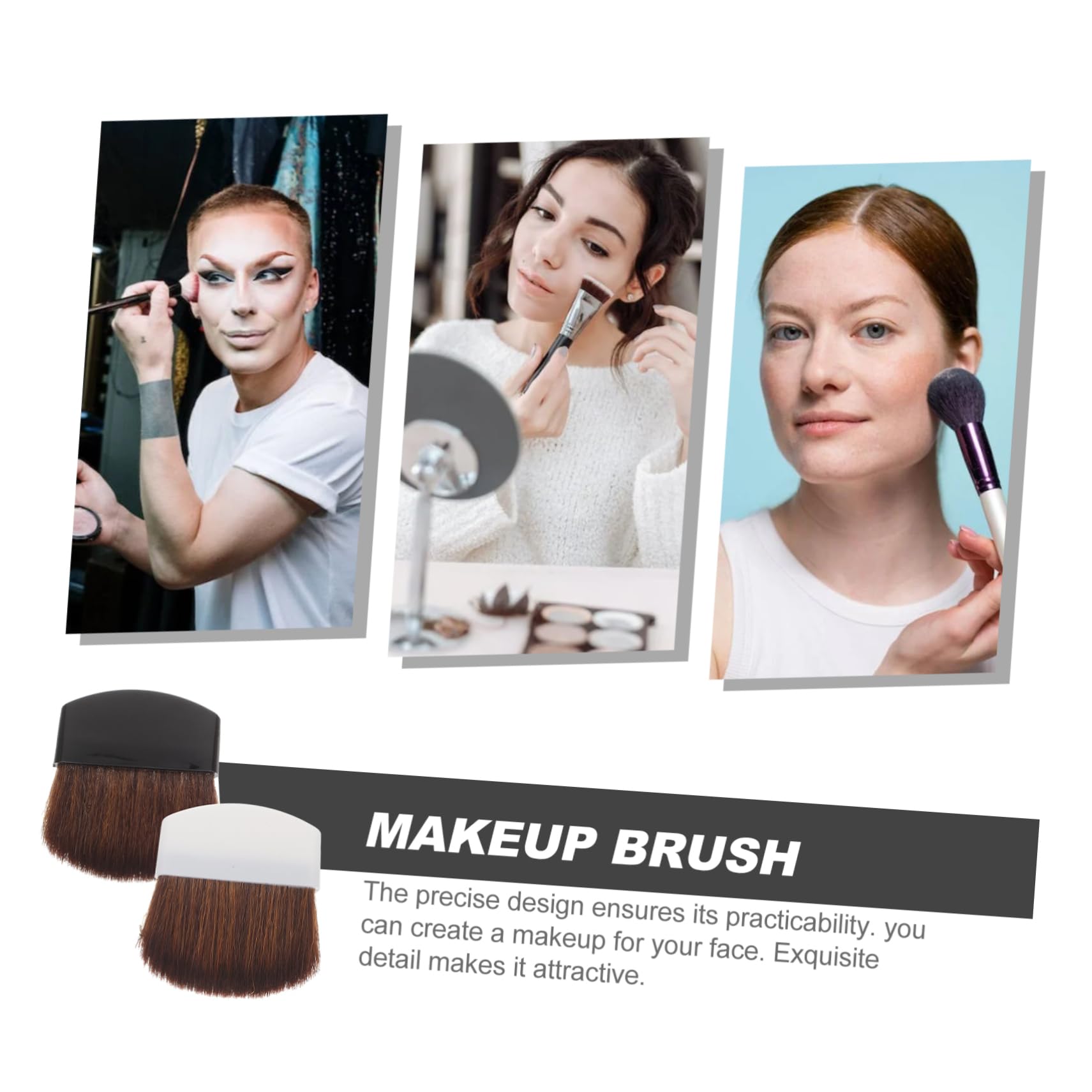 Pennelli per Trucco Professionali Viso Set da 2 Pezzi Portatili Pennello per Fondotinta e Pennello per Fard, Accessori di Bellezza Impugnatura Liscia per Trucco Personalizzato