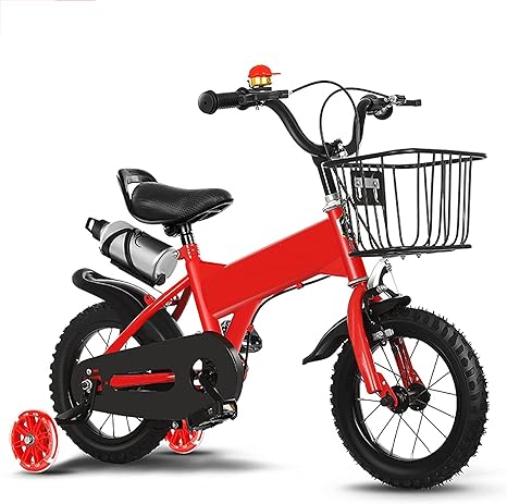 Amazon Co Jp 2 9歳の男の子女の子子供用自転車フリースタイル自転車12 14 16 18 インチ自転車ボトルケージ付きフラッシュ補助輪 補助輪 調節可能なシートとハンドルバー 赤 inches スポーツ アウトドア