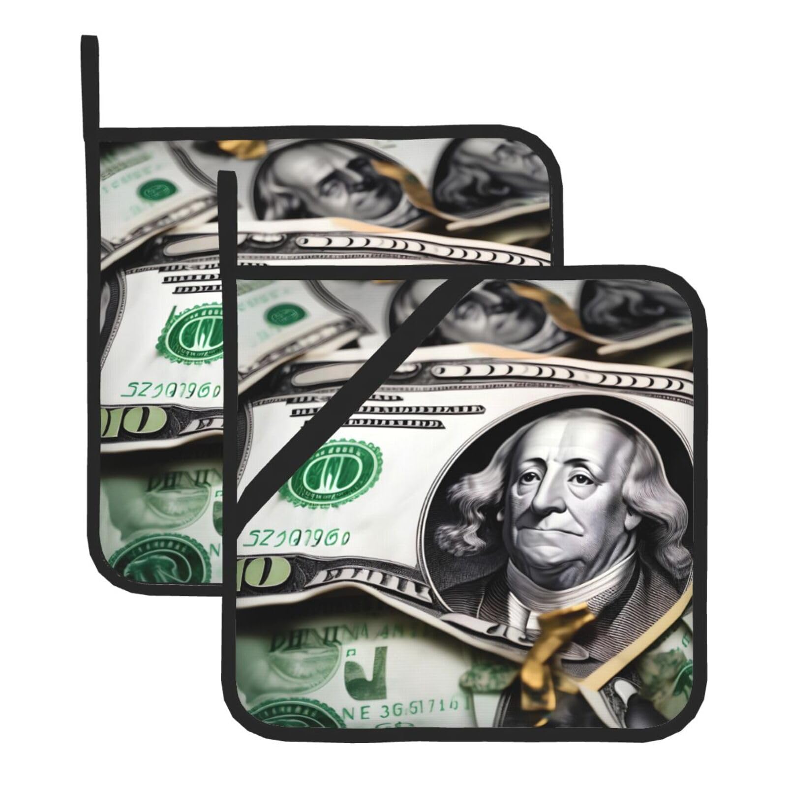 Banknote Patterns Square Heat Resistant Trivet Set Thick and Durable for Baking Barbecue Cookware Oven