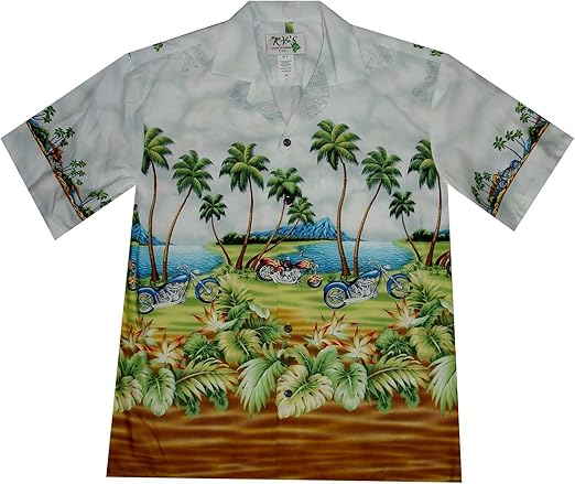 Diamond Head Motorcycle Aloha Shirt, Grey, Medium : Amazon.ca