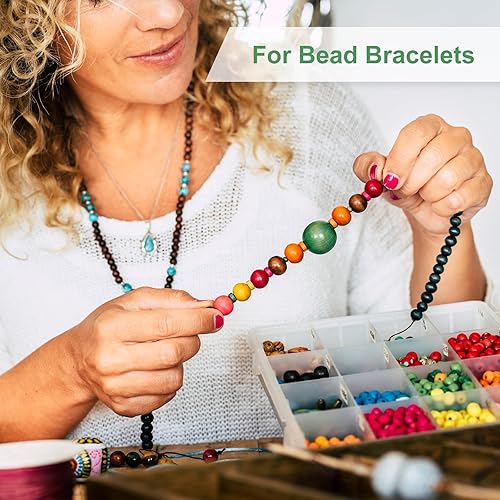 Miniatura 5 de uxcell 60 cuentas hexagonales de madera natural de 0.787 in, cuentas espaciadoras de madera poligonal de agujero grande para manualidades, pulseras