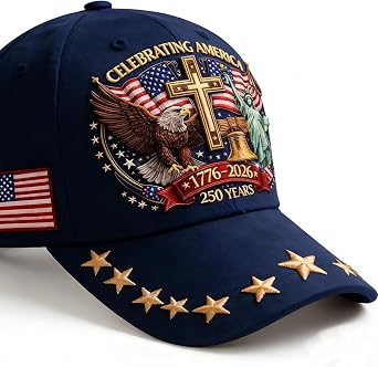 250 Anniversary USA Hat,Eagle Liberty Cross Printed Pattern