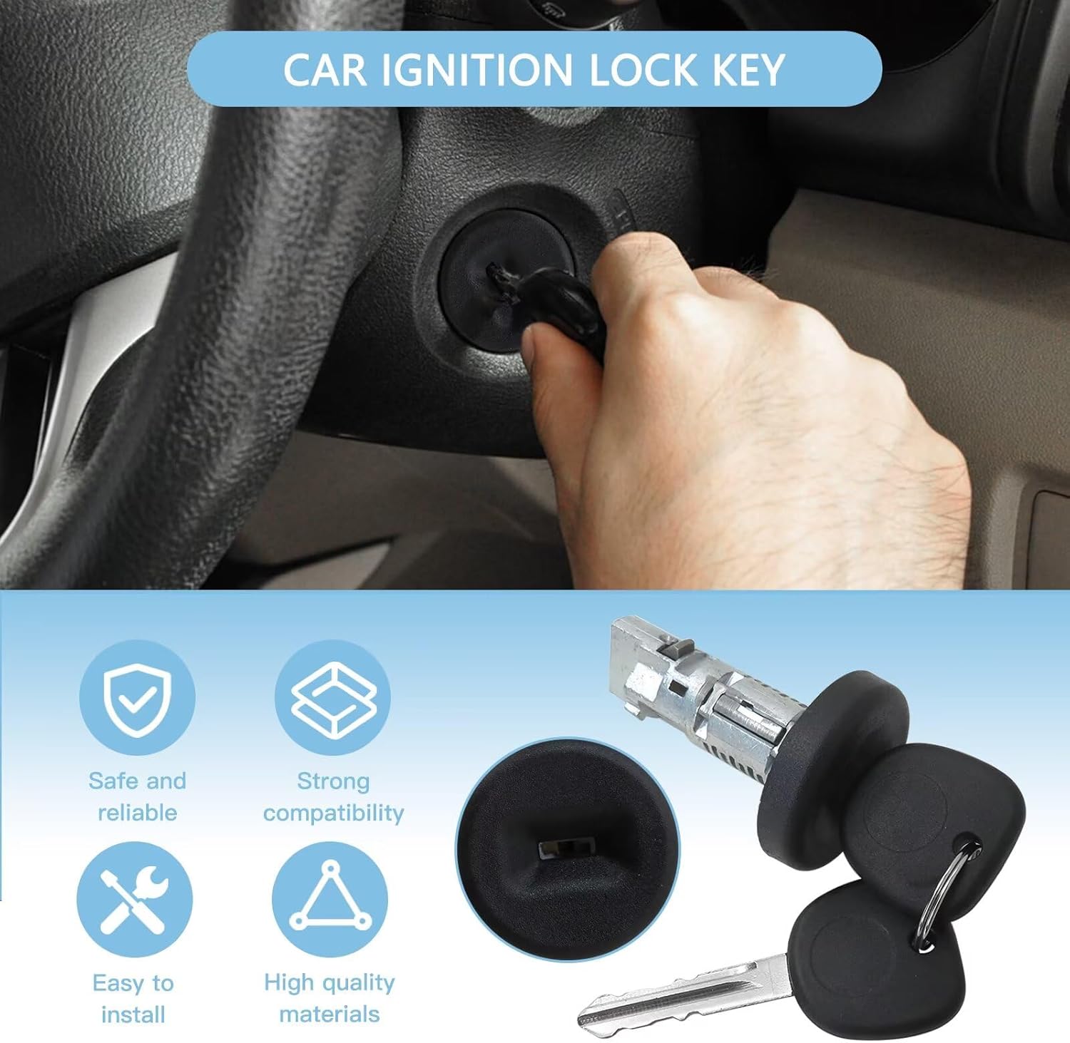 7024562 23372322 Ignition Lock Switch Cylinder Tumbler Barrel 2 Circle Plus Chip Key for Cadillac Escalade 2007-2014, Latest Version