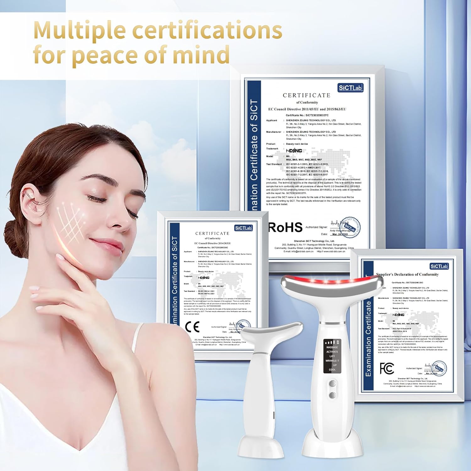 Red Light Therapy for Face and Neck, 4 Color LED Facial Light Therapy Device for Skin Care at Home, Micro-Current Vibration Facial Cold and Hot Service, Multifunctional Facial Skin Care Tools - Image 7