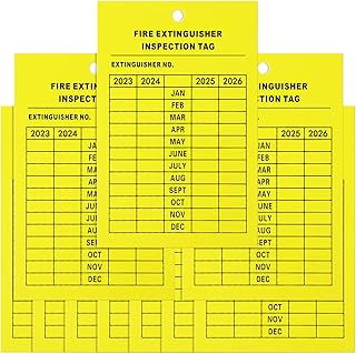 50 Pieces Monthly Fire Extinguisher Inspection Tags Record 4-Year Maintenance Tags Fire Extinguisher Recharge and Inspection Record Tag for Indoor Outdoor Fire Extinguishers (Fire Extinguisher)