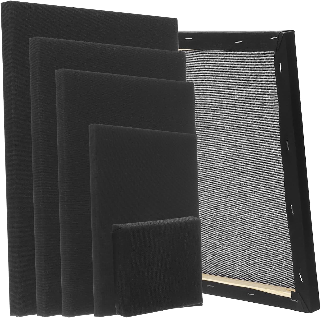 PATIKIL Black Stretched Canvas Set, 20 Pcs 5 Size Cotton Canvas for Acrylics Oil Watercolor Paints