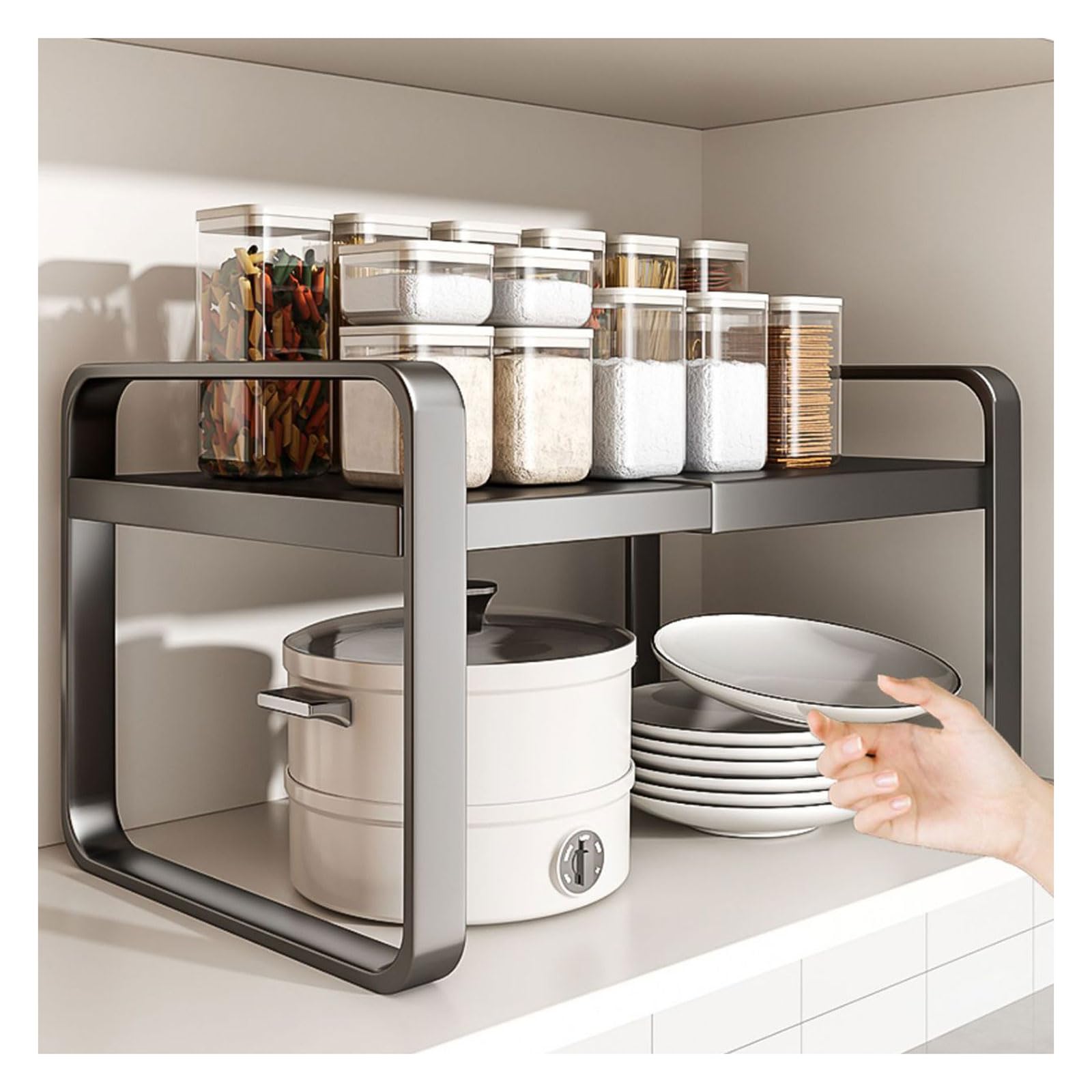 Panier de rangement extensible sous étagère 24-64cm suspendu pour armoire et cuisine