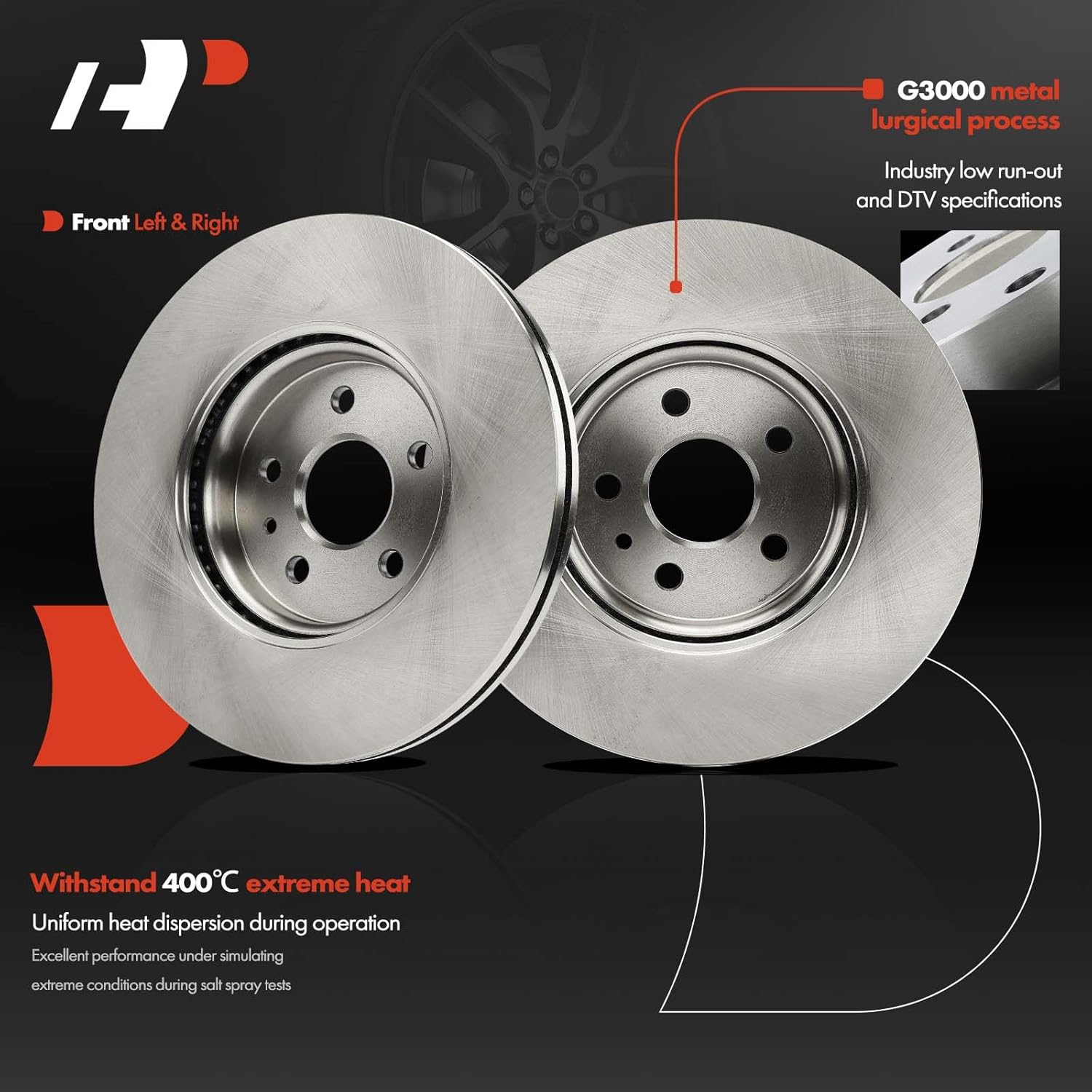 A-Premium 11.81 inch (300mm) Front Vented Disc Brake Rotors Compatible with Select Chevrolet and Buick Models - Encore 2013-2021, Trax 2015-2022, 1.4L, 2-PC Set