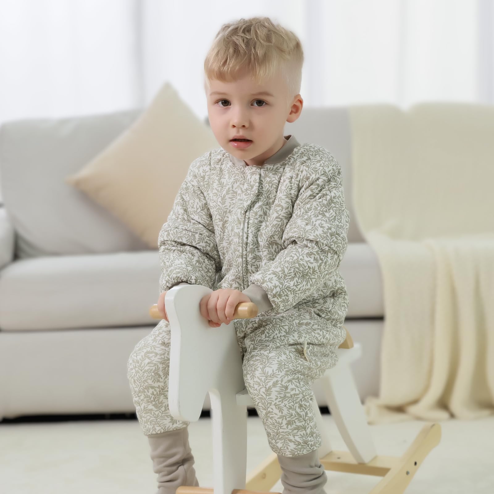Mosebears Sacco nanna per bambino con gambe Sacco nanna per bambini foderato in caldo invernale con maniche staccabili, pigiama unisex per bambina