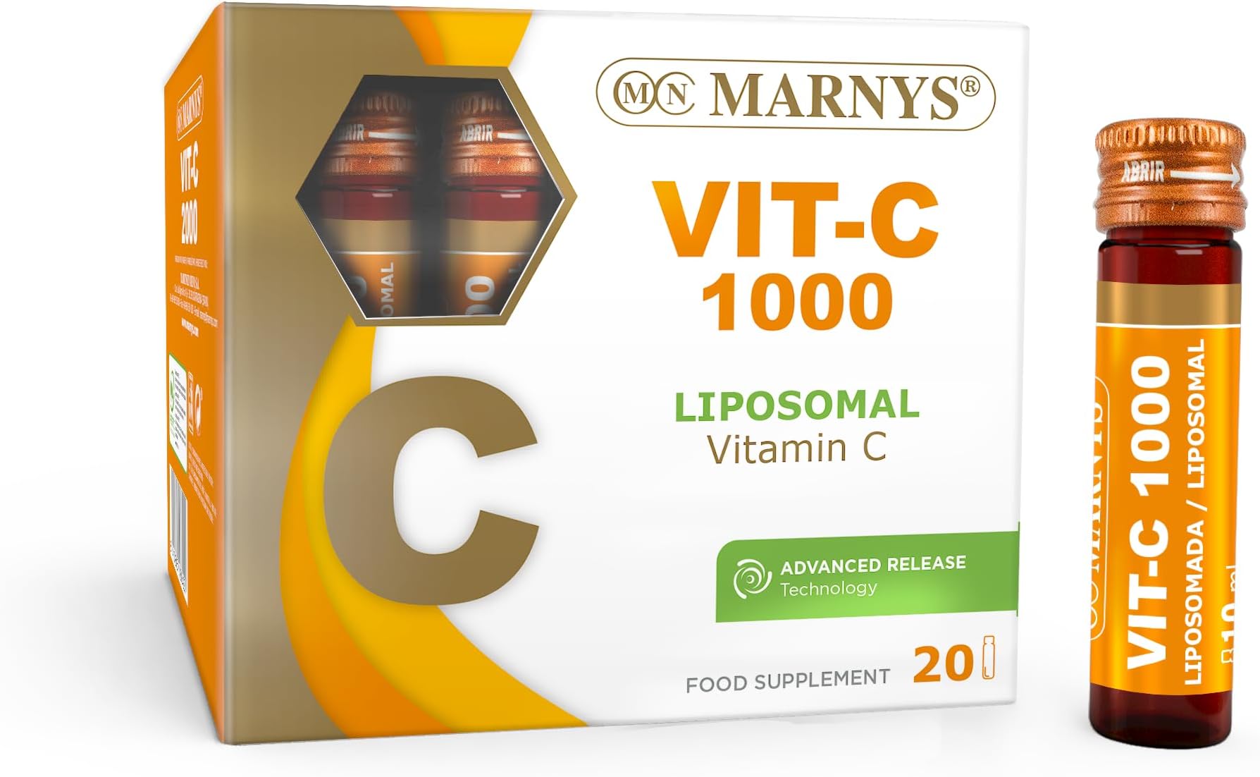 Vit-C 1000 - Liposomal Vitamin C 1000mg - Immune & Antioxidant Support - High Absorption Liquid Formula - 20 Drinkable Vials