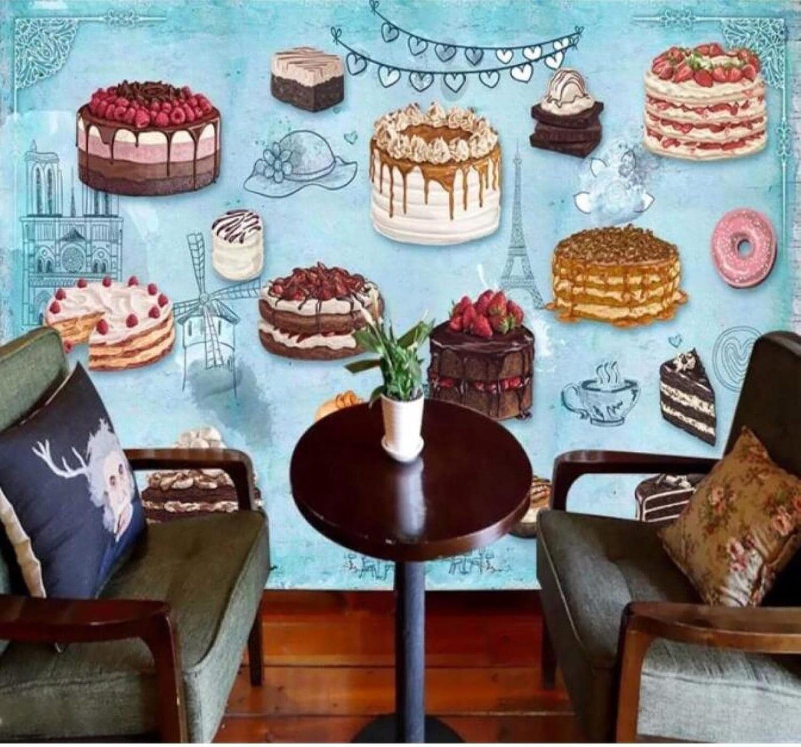 Papier peint pâtisserie luxe en relief 3D XLMING décoration murale 350x256 cm