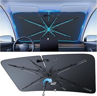 Car Windshield Sun Shade [2025 Upgrade] - Blocks 99.9% UV Rays | 99% Vehicles Compatibility Retractable Sun Shade for Car Windshield Shades for Front Windows Sunshade Medium (57" L x 32" W)