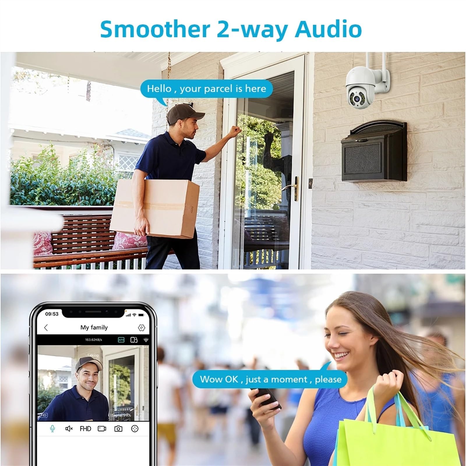 Telecamera Wifi Esterno, Telecamera IP wireless 4K 8MP Telecamera PTZ Wi-Fi di sicurezza esterna Telecamera PTZ for videosorveglianza con tracciamento automatico HD 4K P2P ,Sicurezza, Antifurto(8MP 4K