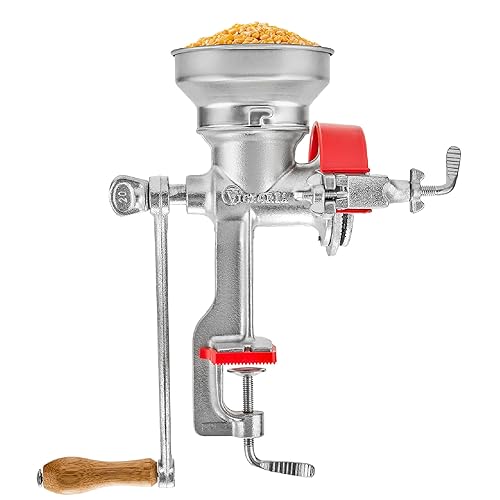 Victoria Manual Cast Iron Grain Mill with Low Hopper, Premium