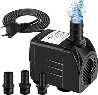 Wasserpumpe Tauchpumpe, 1800L/H Aquariumpump für Teich Brunnen Aquarium Garten, Submersible Pumpe 3 Düse 13mm-16mm-19mm, Kabel1.9m(25W)