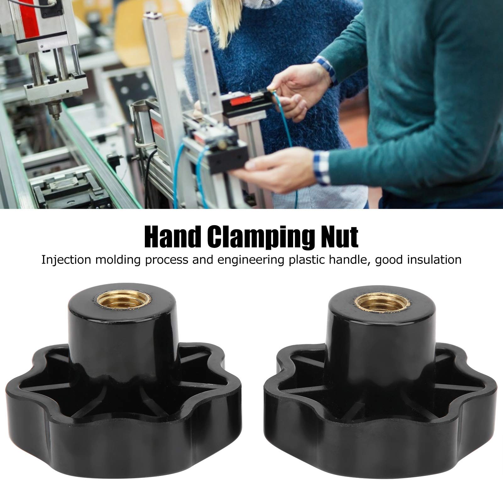 ANKROYU 2Pcs M16 x 80 Female Thread Knob, Brass Core Female Thread Clamping Knob, Star Head Clamping Knob, Industrial Machine Knob for Various Industrial Applications