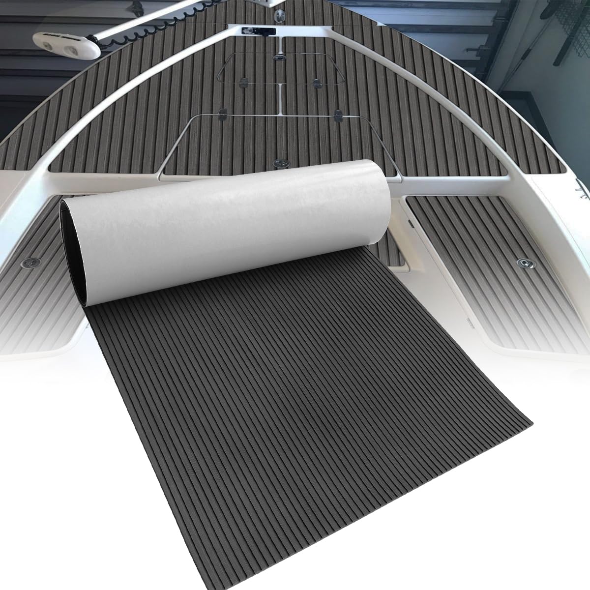 HZCHIONE Boat Flooring Black 240x90cm EVA Foam Boat Decking Non-Slip Boat Mat Self-Adhesive Foam Boat Deck Flooring Boat Carpet Mat Rolls for Kayak Deck Boat Yacht Flooring Motorboat