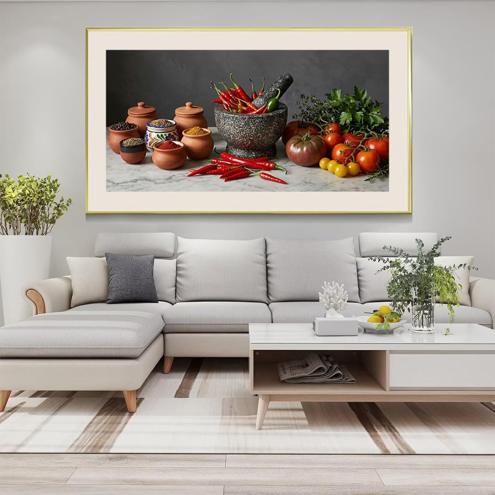 Diamond Painting Küche, Gewürze Diamond Painting Erwachsene, Vollbohrer Diamanten Paint by Numbers, Kreatives für Erwachsene Mosaik Bastelset für Home Wand Deko, Geschenke für Frauen 100x200cm,Cod-944