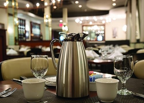 Miniatura 2 de Service Ideas CJZ1BS - Jarra con clase, aislada al vacío con forro de vidrio, 1 litro, 33.8 onzas, cepilladapulida