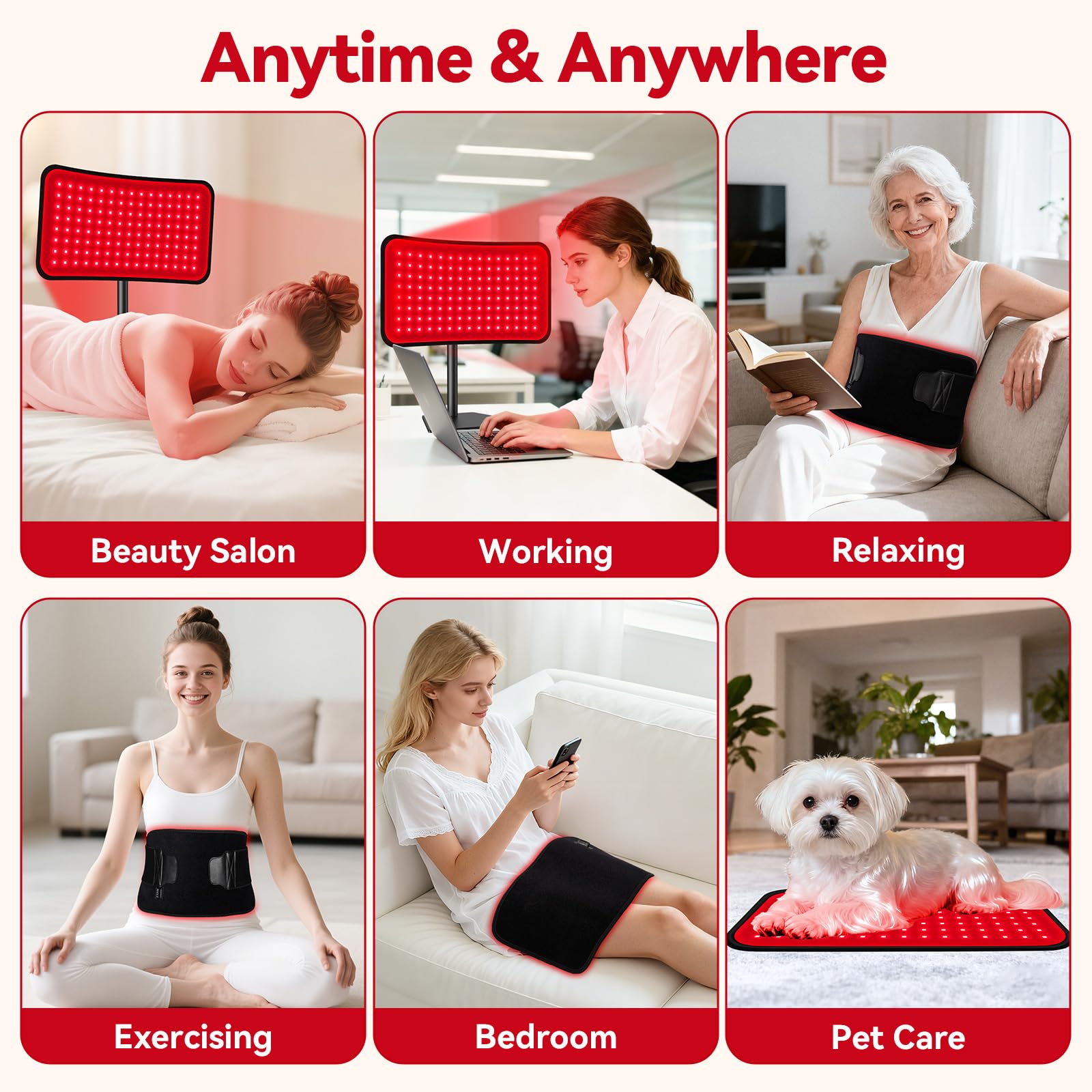 Red Light Therapy for Face Body, 2-in-1 Red Light Panel Device with Belt, 660nm & 850nm Near Infrared Light Therapy Lamp with Remote Control, 5 Adjustable Brightness & Timer for Skin Care, Relaxation