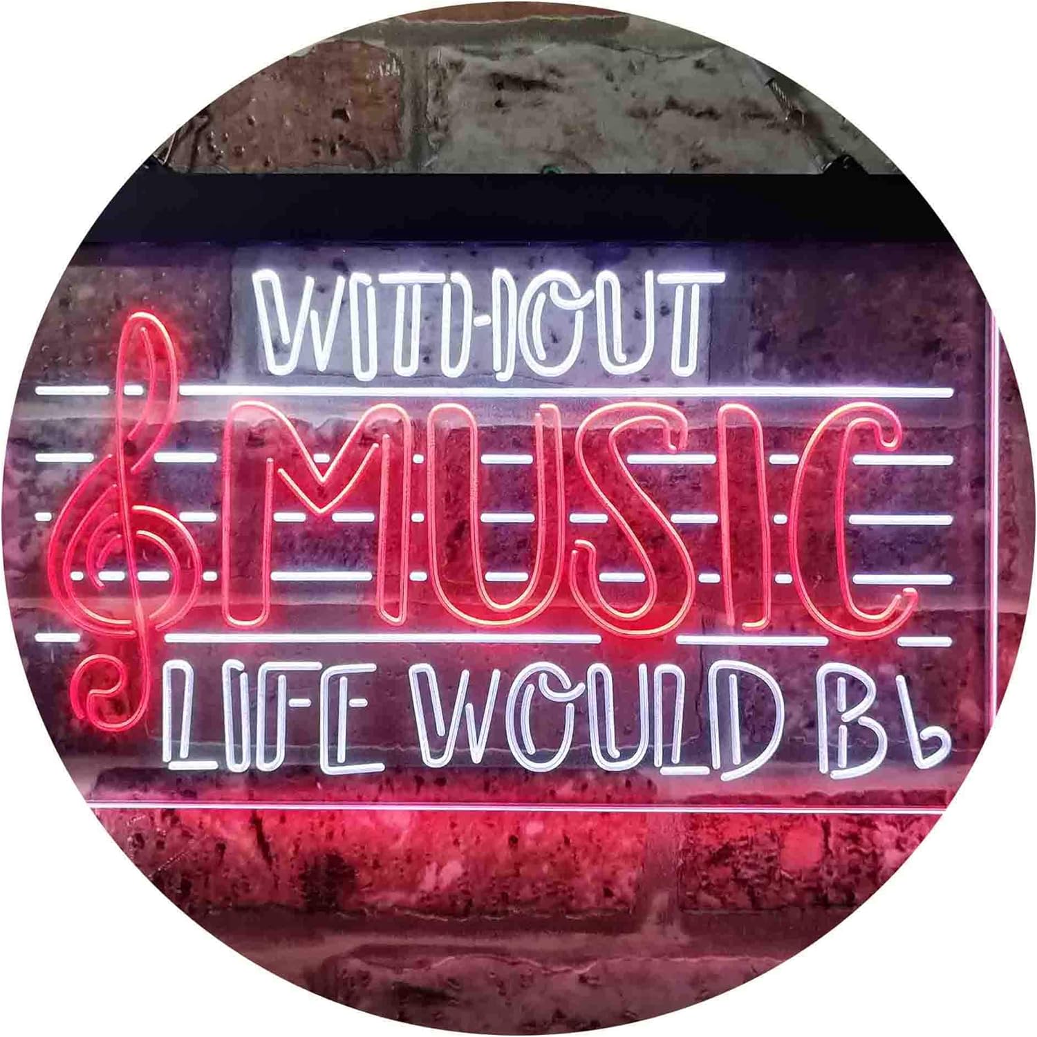 ADVPRO Without Music Life Would Be Flat b-Flat Note Dual Color LED Neon Sign White & Red 16 x 12 Inches st6s43-i3875-wr