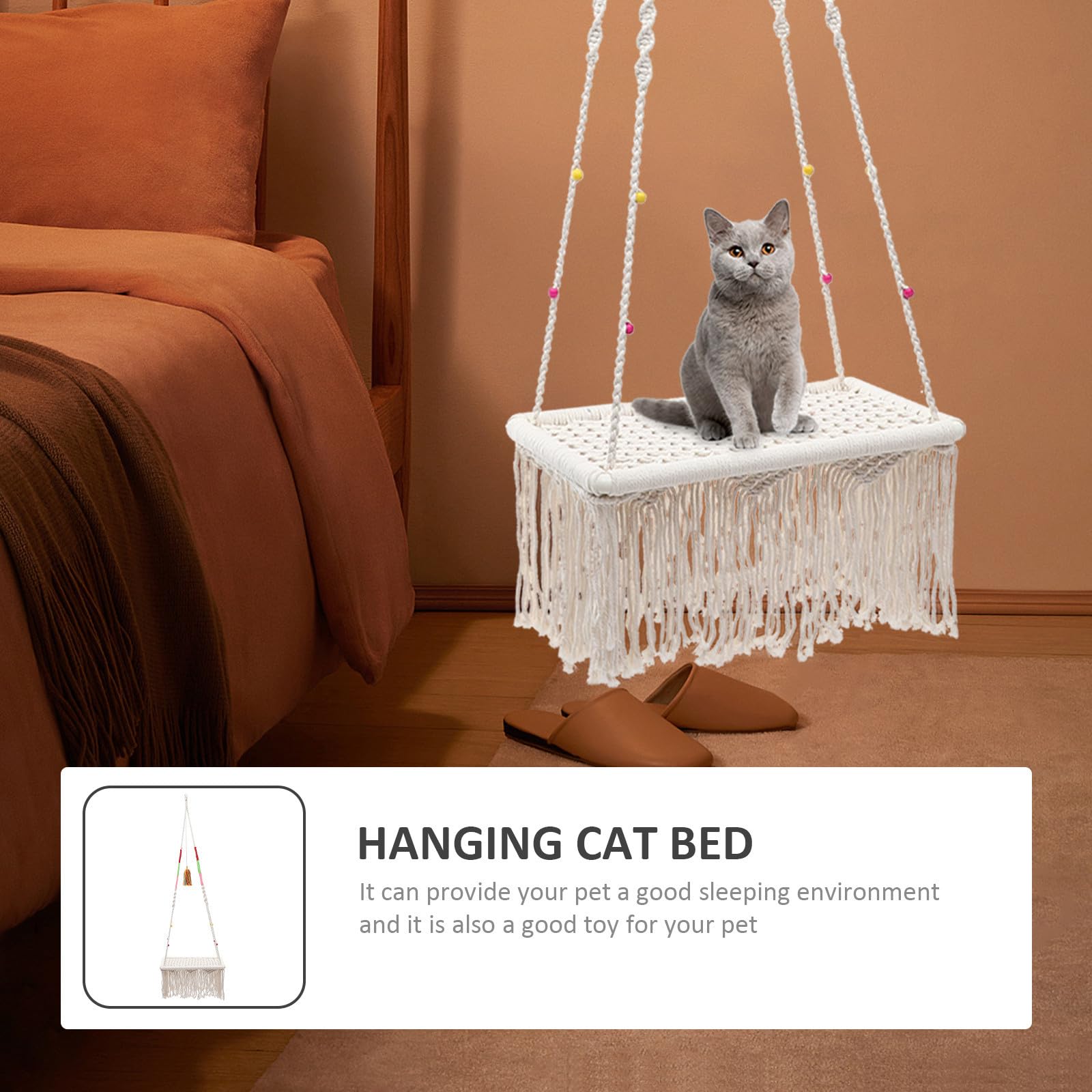 TOYANDONA Cuccia Sospesa per Gattini in Corda di Cotone, Stile Boho