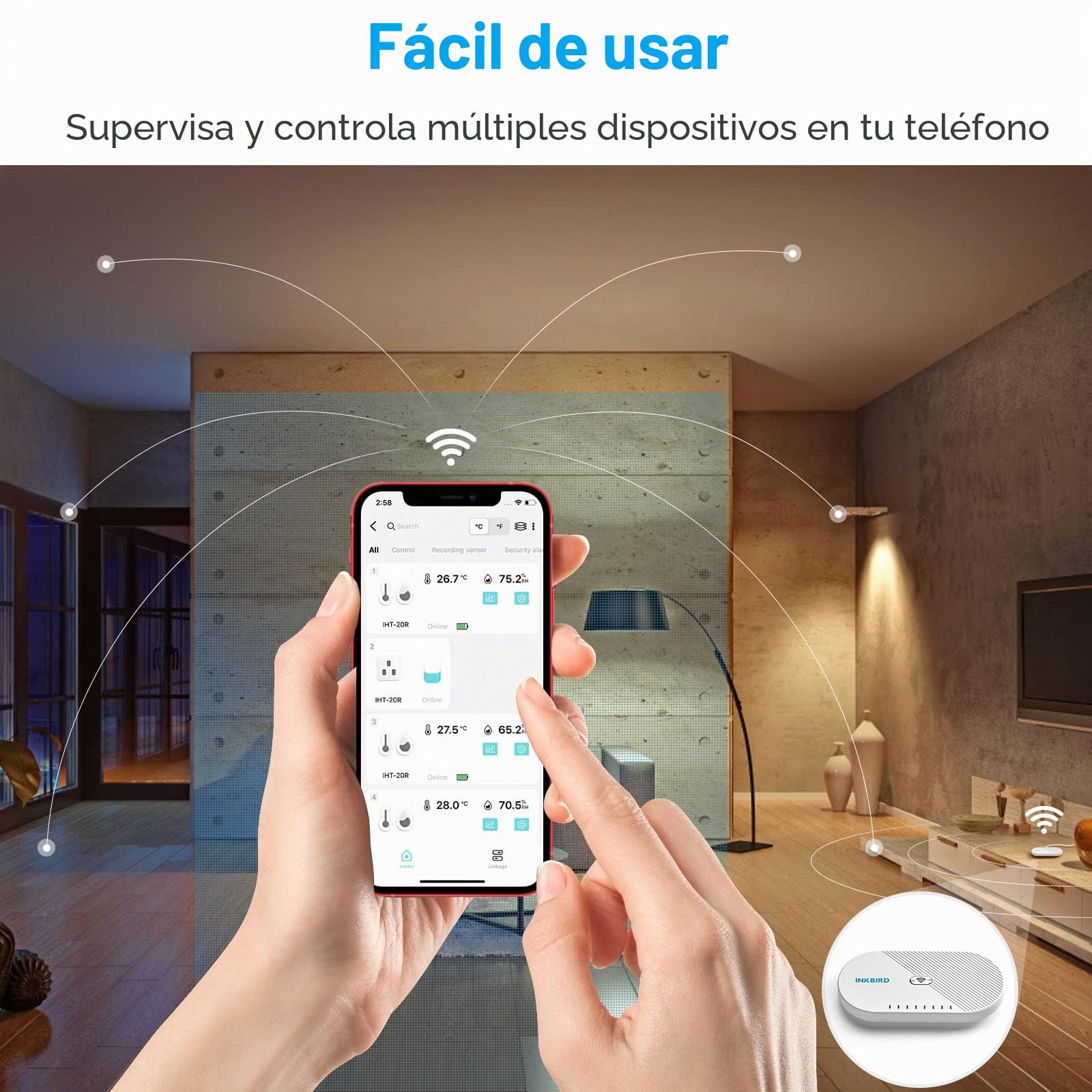 Inkbird Wi-Fi Gateway Multifunctional Termostato Termómetro Higrómetro Control Inalámbrico Expansor Enrutador-Utilizado con Inkbird Sensores y Productos