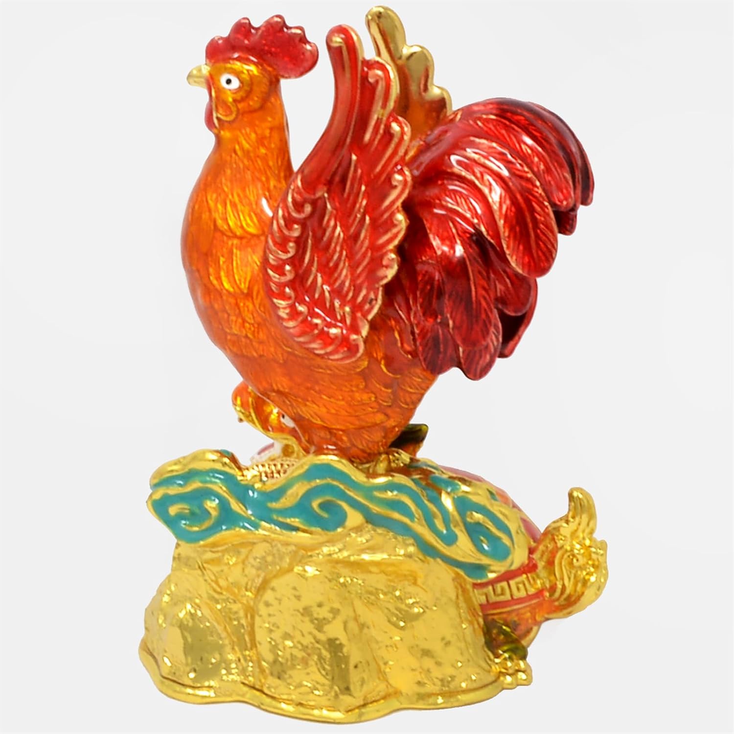Fengshuibringluck Feng Shui Rooster with Dragon Tortoise Good Luck and Auspiciousness Chinses Gragon Statue Amulet Home Office Figurine