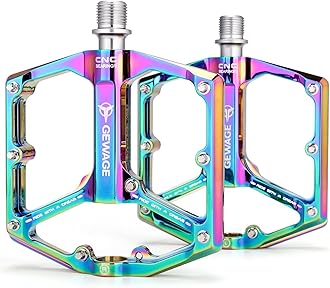 Road/Mountain Bike Pedals - 3 Bearings Bicycle Pedals - 9/16” CNC Machined Flat Pedals with Removable Anti-Skid Nails