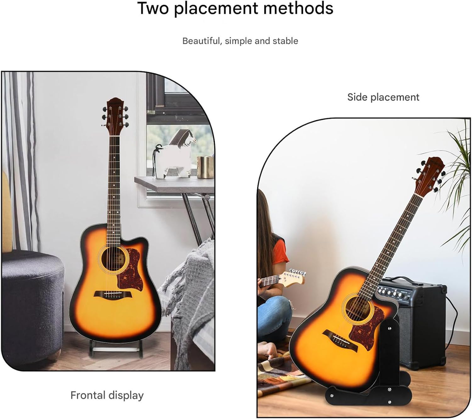 Easy Assemble Wood Acoustic Guitar Rack Nonslip Floor Guitar Holder Portable Musical Instrument Display Stand Enduring Easy Assemble