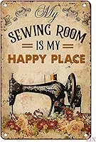 Vista 1 de Letreros de costura vintage para habitación de costura, póster de costura con texto en inglés «Is My Happy Place», letreros divertidos vintage