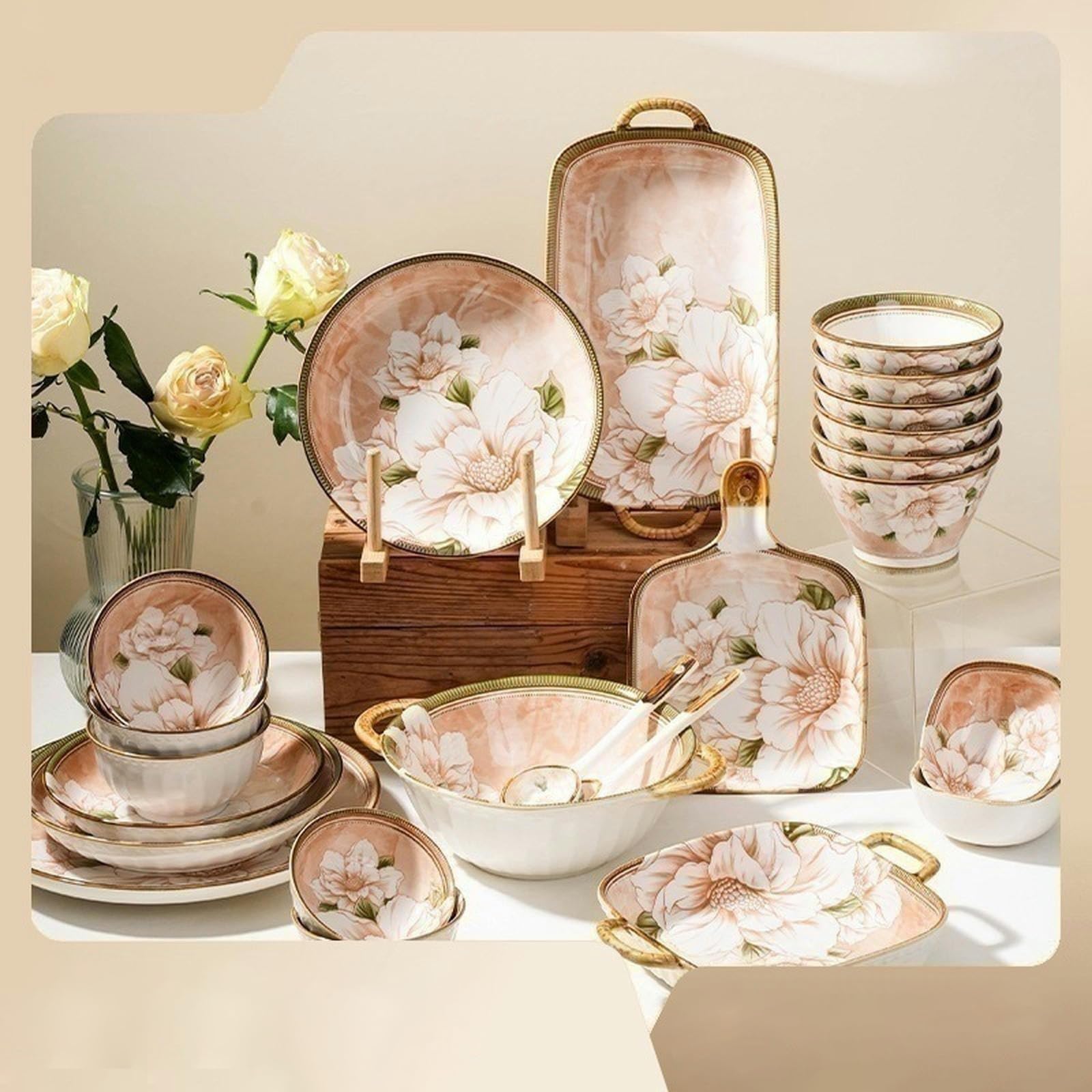 Spersonalizowana ceramiczna zastawa stołowa w stylu japońskim, odpowiednia miska do restauracji i pałeczki - kamelia 3L gliniany garnek