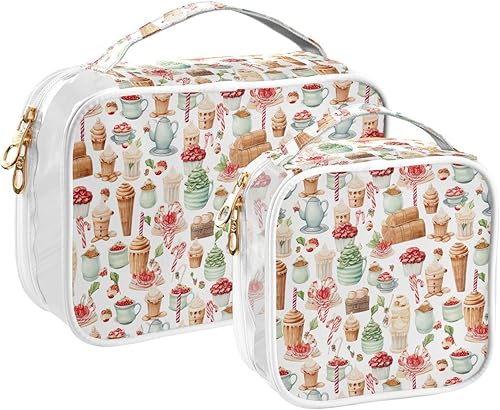 Miniatura 2 de Christmas Cake Desert Clear Toiletry Bag for Traveling,2 Pack Makeup Cosmetic Bag with Zipper,Travel Bag for Toiletries,Travel Essentials 21215247