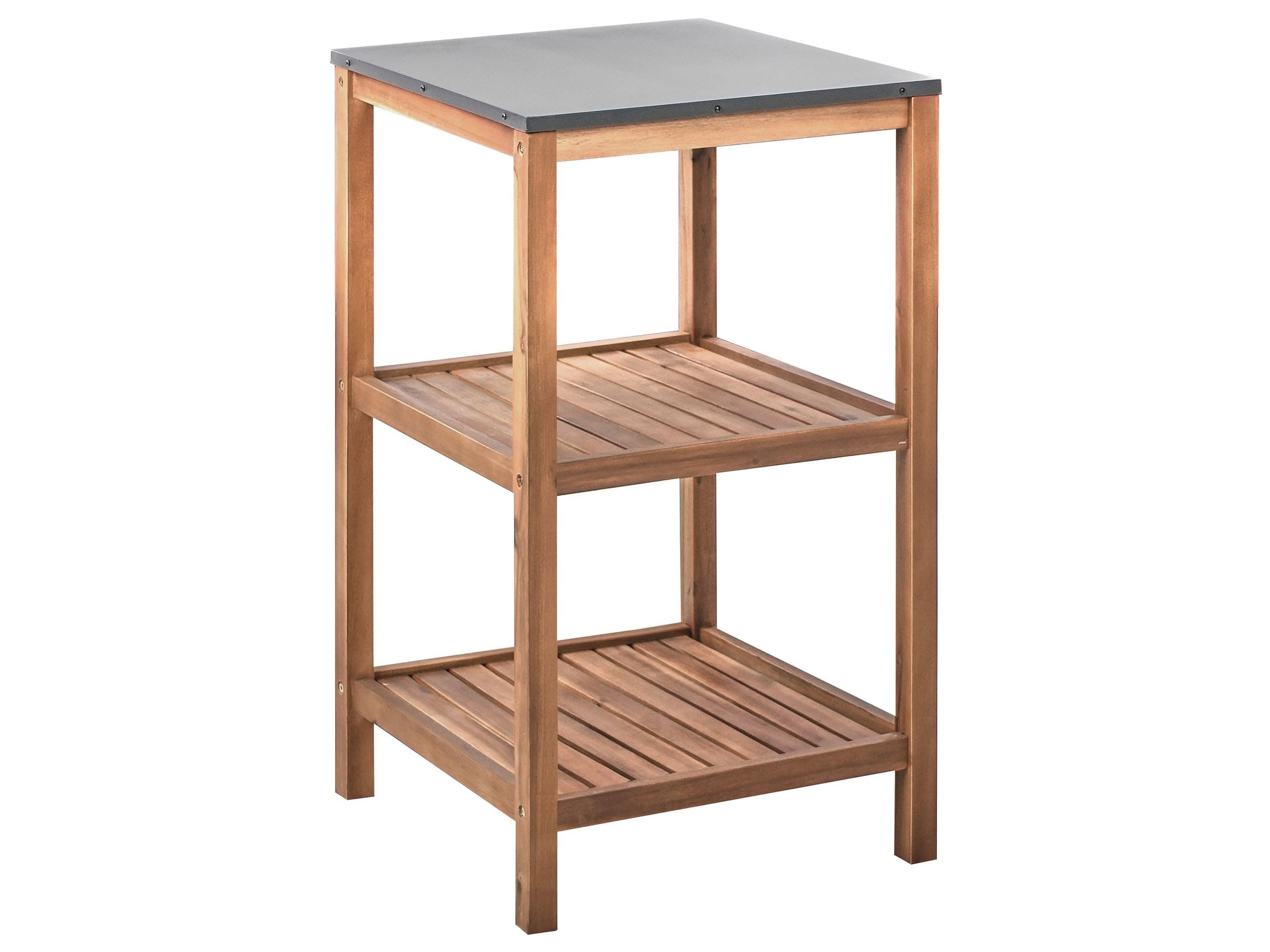 Beliani Outdoor-Kücheninsel Akazienholz braun 50x50x83 cm mit Regalen