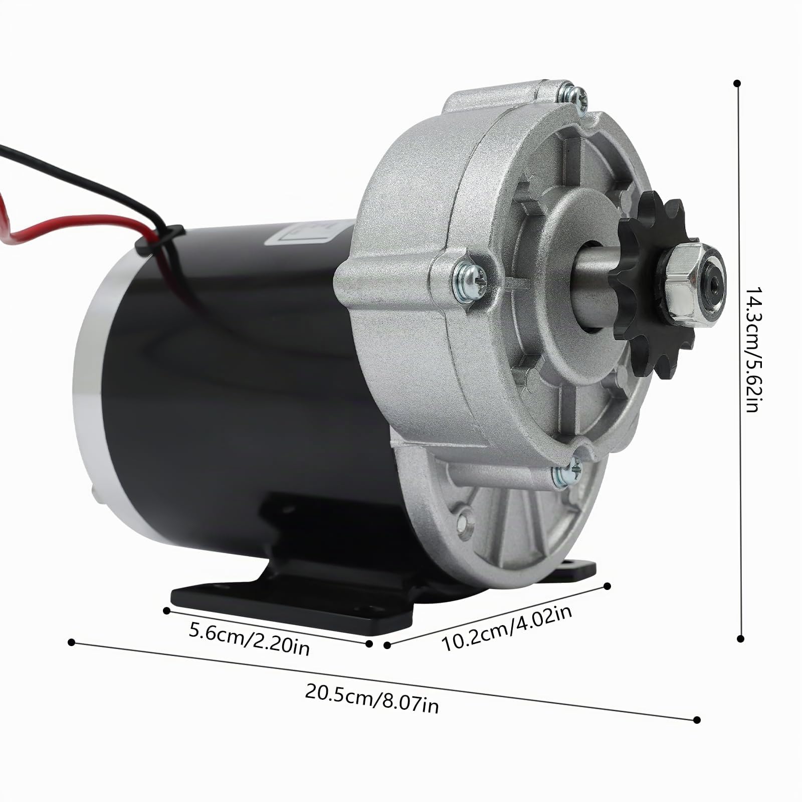 600W Getriebemotor Getriebereduzierung Elektromotor DC Motor mit Untersetzungsverhältnis 1:6,67 450 U/min für Moped Fahrräder Pocket Bike E-Bike (24, Volt)