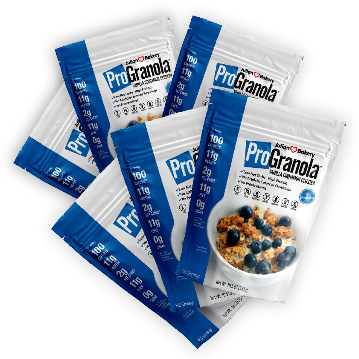Julian BakeryProGranola® Cereal | Vanilla Cinnamon | 12g Protein | Paleo | 2 Net Carbs | Gluten-Free | Grain-Free | 6 pack