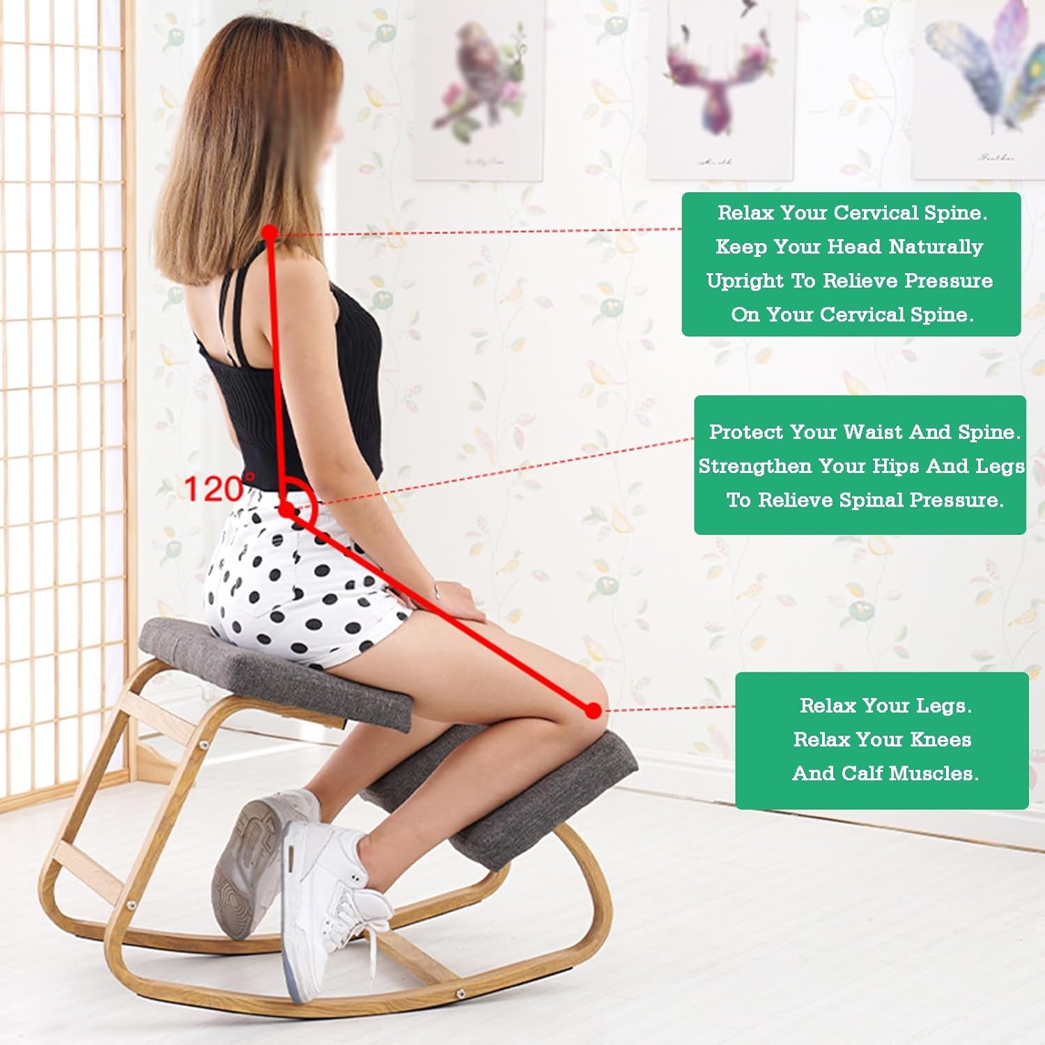 Kneeling Chair,Iron Desk,Improve Your Postures,Ergonomic Posture with Highly Resilient Sponge,for Home and Office(Leather Model-2)