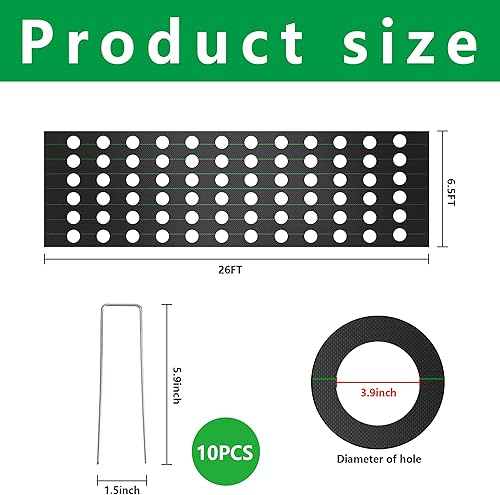 Miniatura 9 de CODREE 2 barreras resistentes de malezas para jardín, tela de paisaje de 13 x 4 pies con agujeros de plantación, tapete de jardinería para control