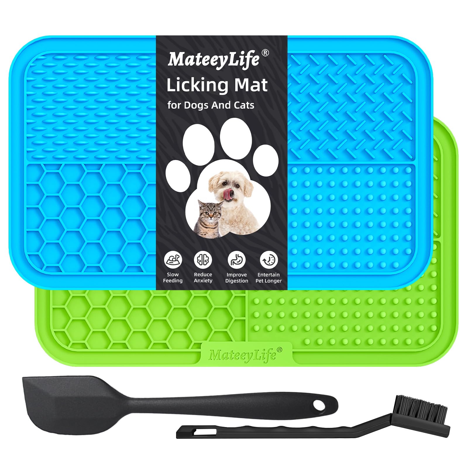 Zonopy Likmat voor honden en katten met zuignappen, 1 pak vierkante