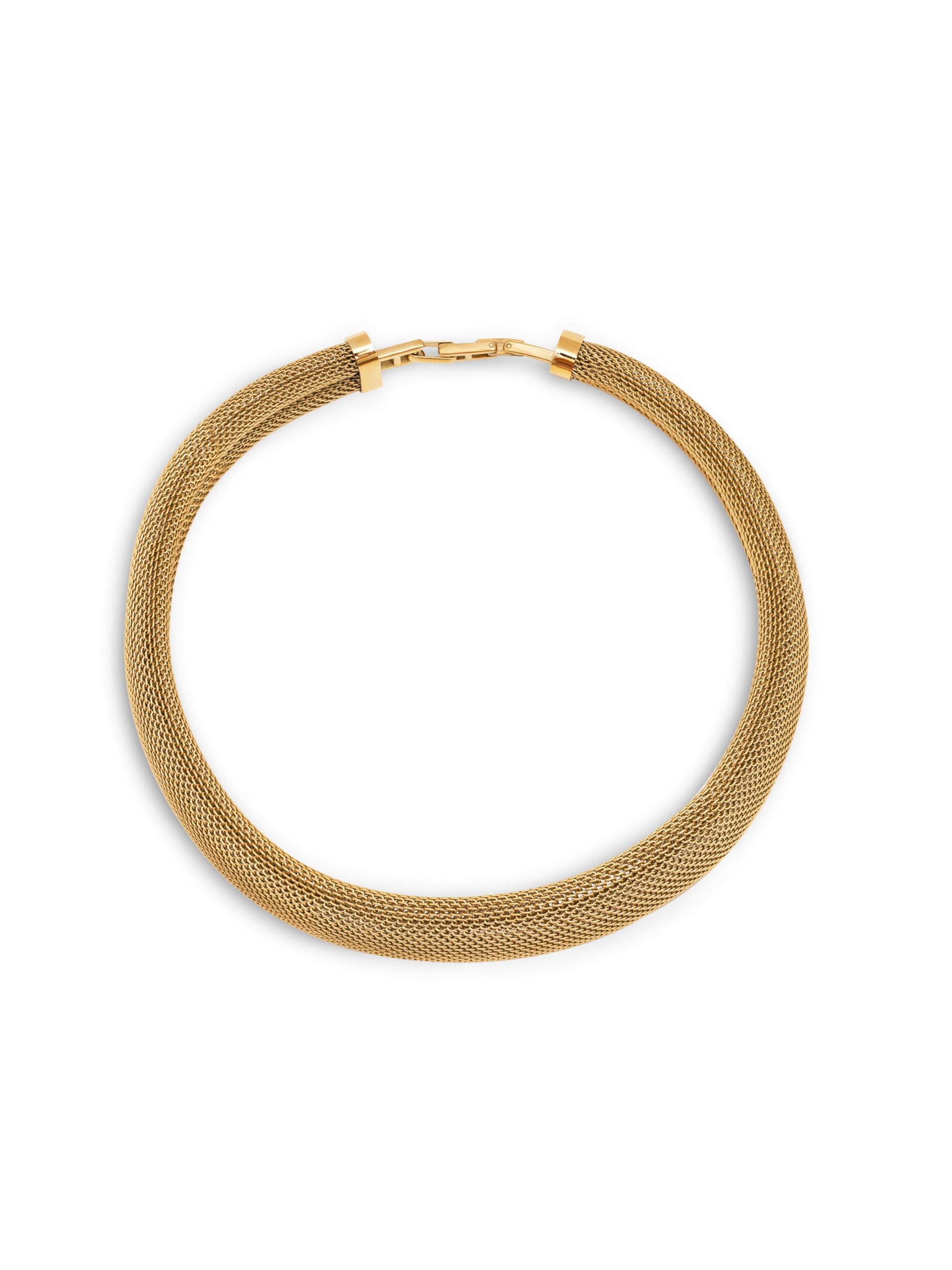 SINGULARU Collar Choker Malla - Collar en Acero con Acabado Baño de Oro de 18kt - Chocker con Largo 39 cm y Cierre Click- Joyas Elegantes Para Mujer